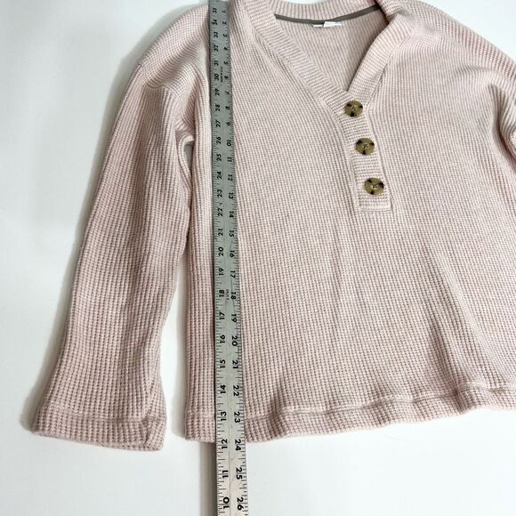 J Jill Sweater Waffle Knit Womens Large Buttons Long Sleeve Pink Loose fit - Picture 2 of 9